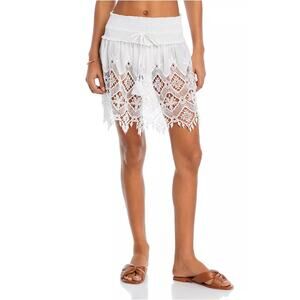 RAMY BROOK WOMENS SIZE SMALL AILANI LACE MINI SKIRT SWIM COVER UP WHITE NEW
